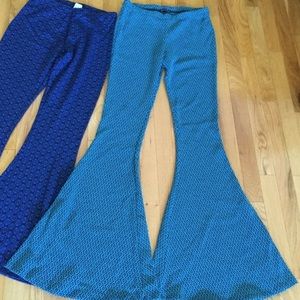Basil ❤️ Lola FLARE Pants BELL Bottoms HIPPIE BOHO Turquoise Print M